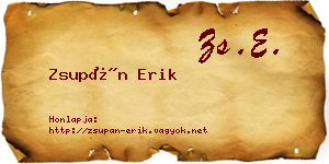 Zsupán Erik névjegykártya